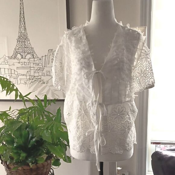 An C Mon Tops - Chic White Floral Lace Blouse
